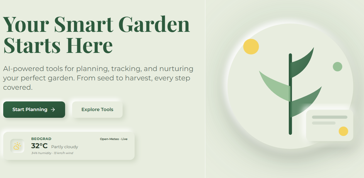 GardenVision smart garden homepage